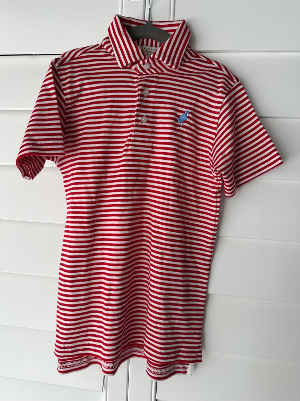 TBBC prim and proper polo red and white stripes size 6